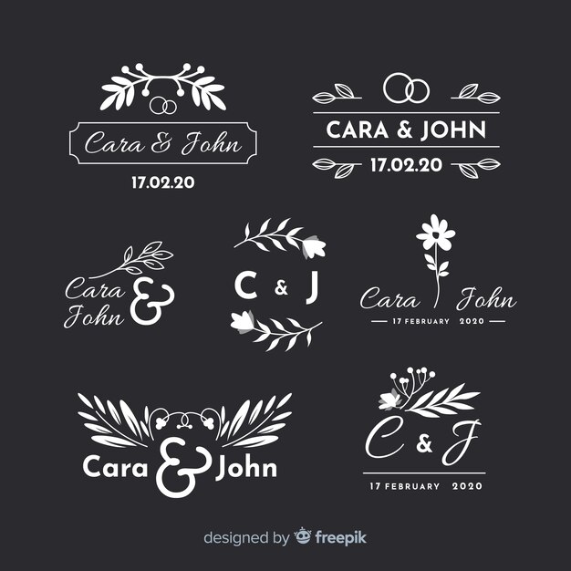 Pack of wedding florist logos