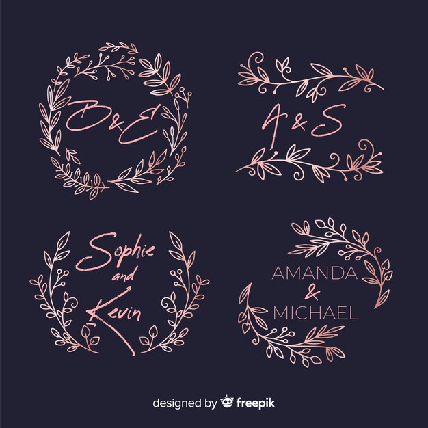 Pack of wedding monogram logos