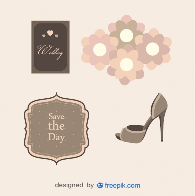 Free vector pack of wedding objects