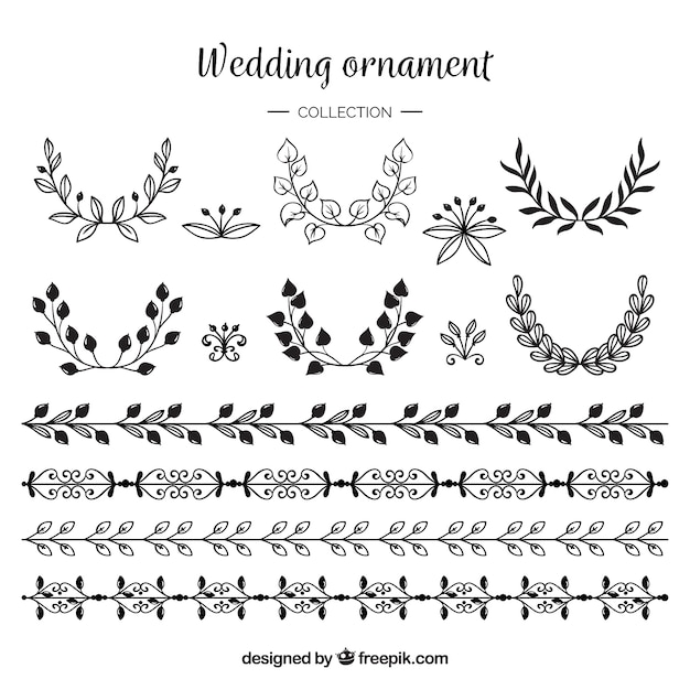 Pack of wedding ornaments with ink