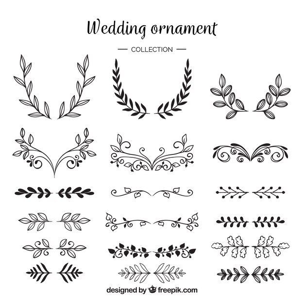 Pack of wedding ornaments with ink 