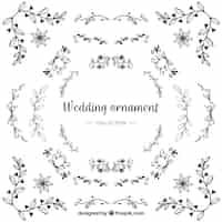 Free vector pack of wedding ornaments with ink