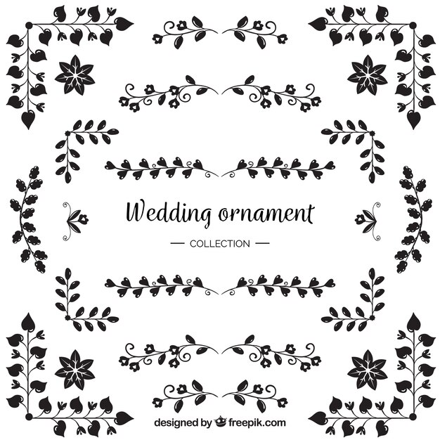 Pack of wedding ornaments with ink 