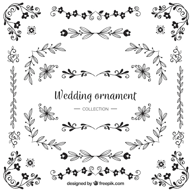 Pack of wedding ornaments with ink