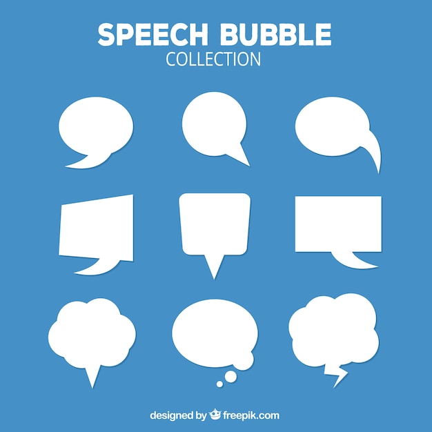 Vettore gratuito pacchetto di bolle di discorso bianco