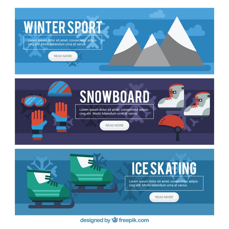 Free Vector pack of winter sports banners in flat design