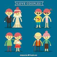 Free vector pack with couples of different ages