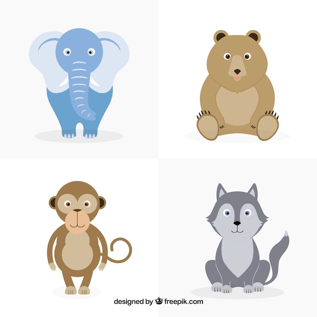 Pack with four cute animals