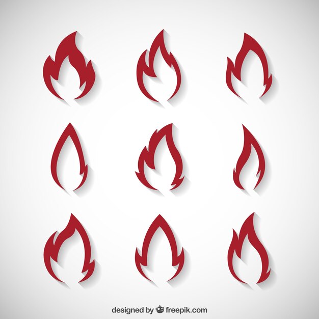 Pack with nine fire silhouettes