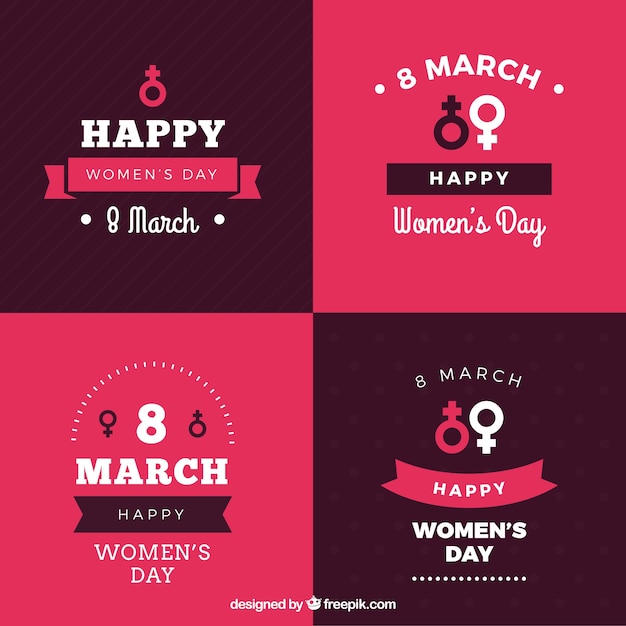 Free vector pack of women's day badges