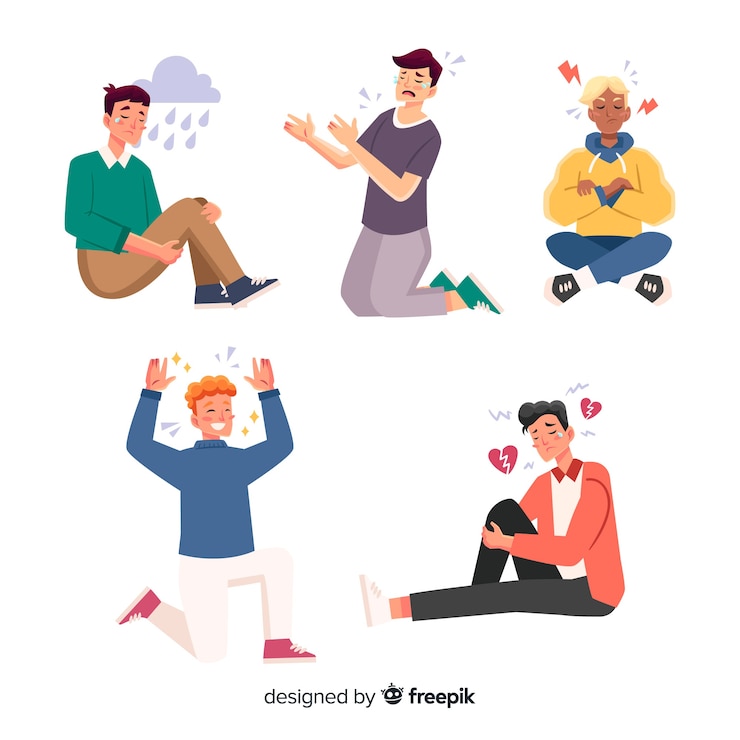 무료 Vector 젊은 사람들의 감정 팩