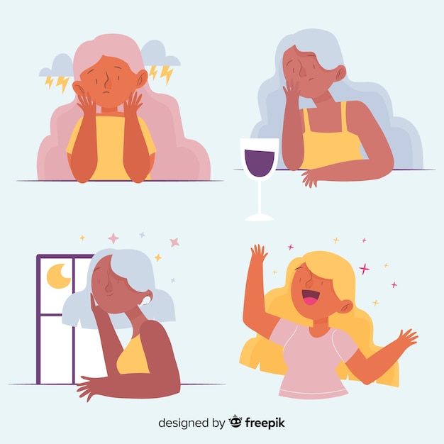 Free vector pack of young people emotions