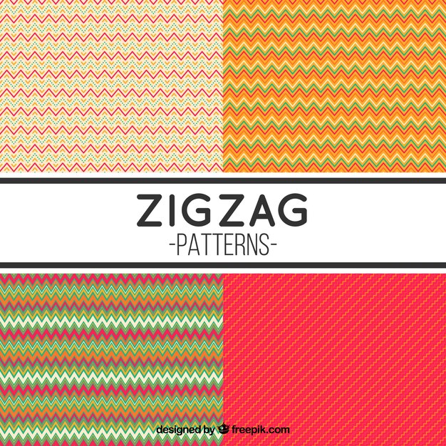 Pack of zig-zag patterns in vintage style