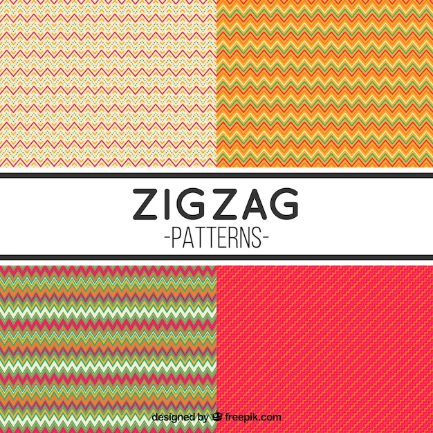 Pack of zig-zag patterns in vintage style