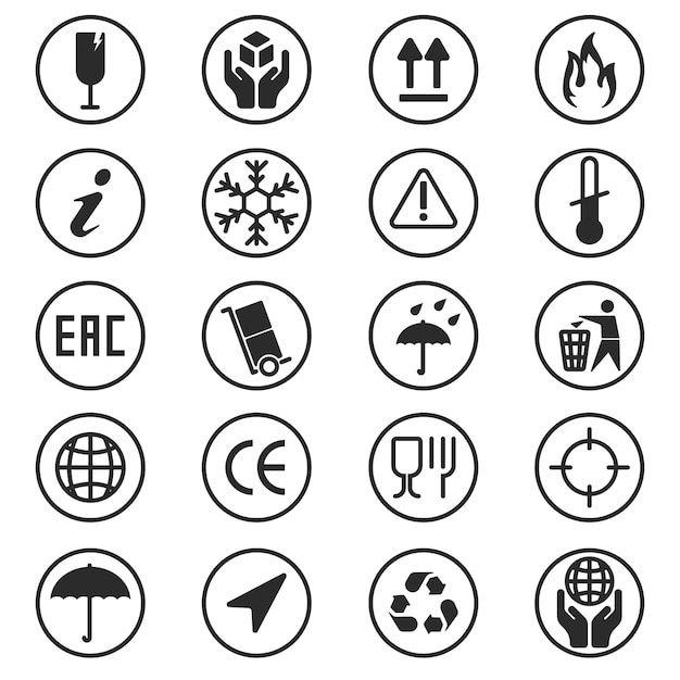 Package box symbols set