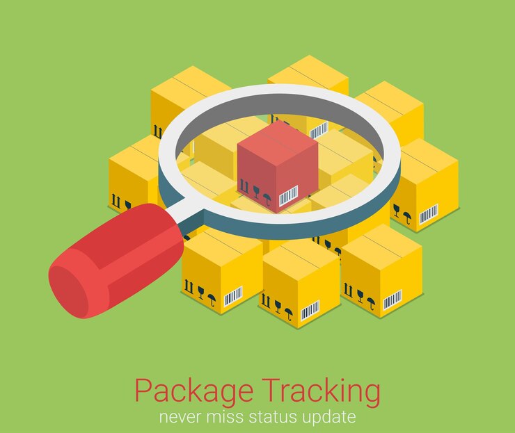 Free Vector package status place tracking flat isometric