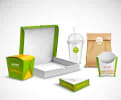 Free vector packaging fast food realistic set