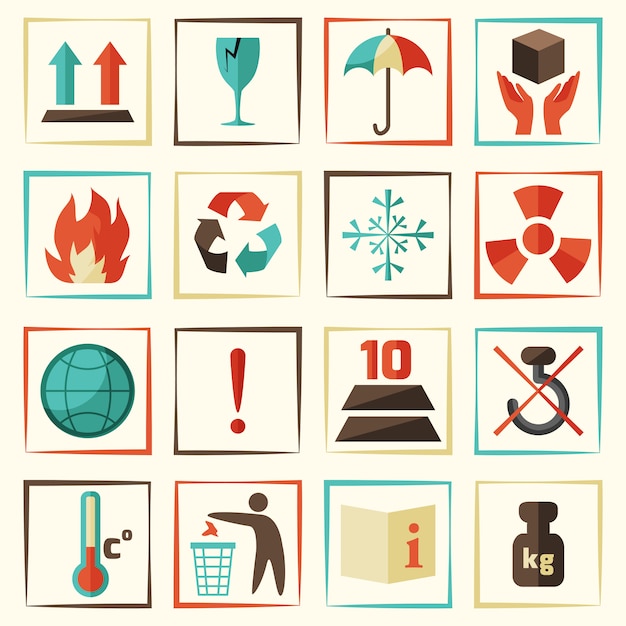 Free vector packing symbols or icons set