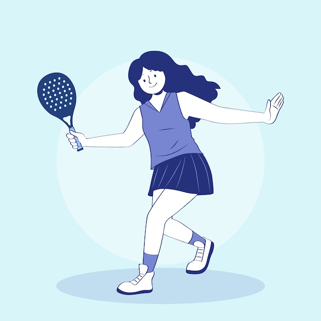 Stile disegnato a mano dell'illustrazione del padel