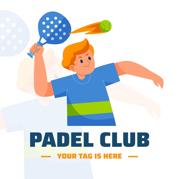 Vettore gratuito stile piatto modello logo padel