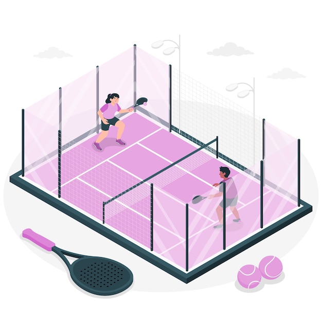 Vettore gratuito illustrazione del concetto di paddle tennis