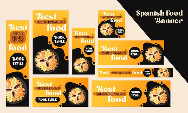 Paella mediterranean restaurant amp 스페인 음식 웹 배너 google ads 인스타그램 포스트 스토리