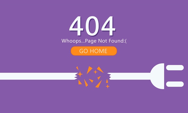 무료 벡터 404 페이지를 찾을 수 없습니다. 소켓이있는 와이어.