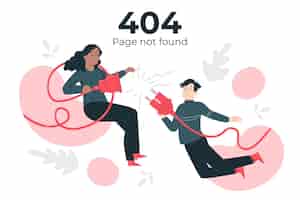 Free vector page not found with people connecting a plug concept illustration