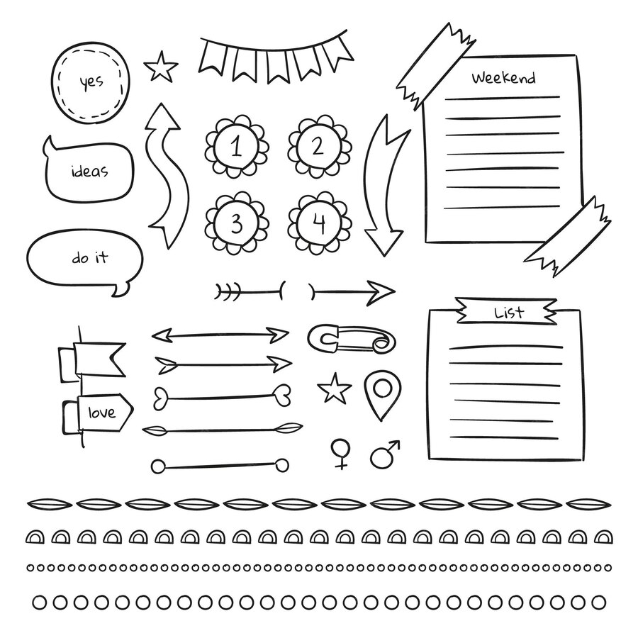 premium-vector-pages-and-sticky-notes-of-bullet-journal-template