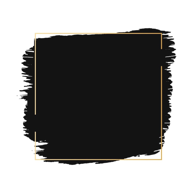 Free vector paint brush frame with gold gradient rectangle