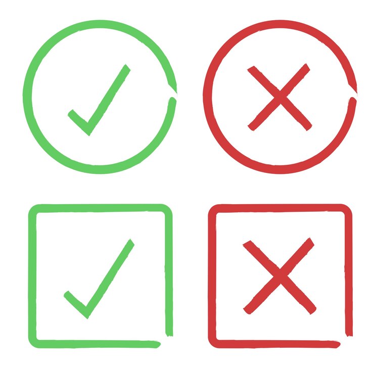 Free Vector paint brush stroke check marks and crosses