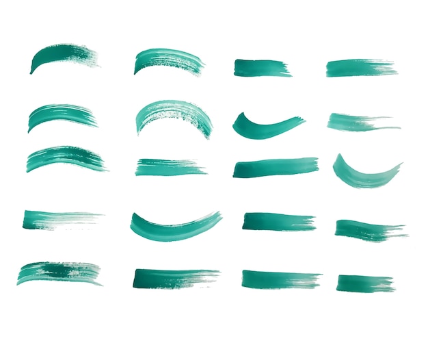 Free vector paint brush stroke set in turquoise color