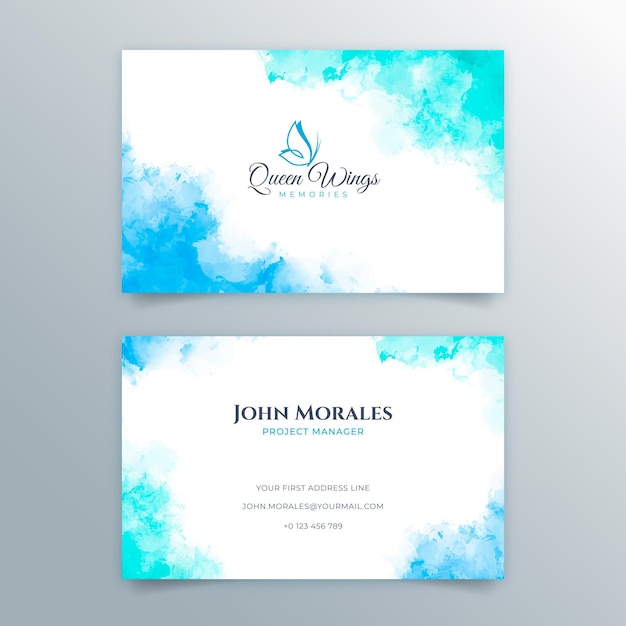 Paint-dipped blue business card template