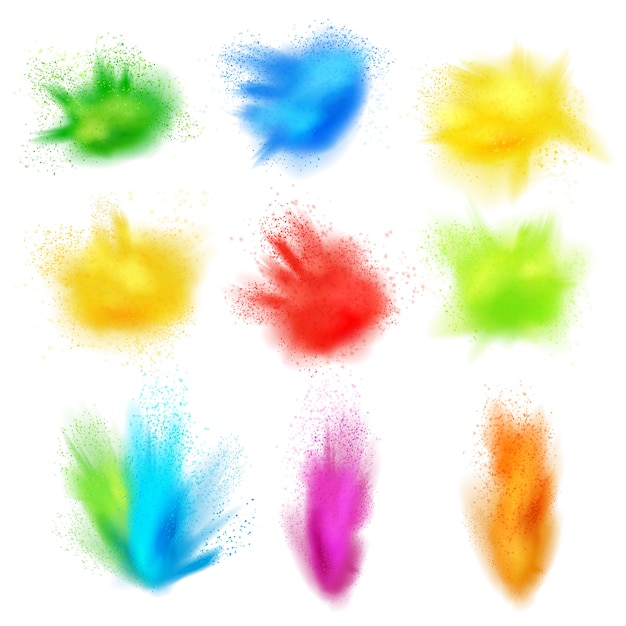 Paint splashes realistic set