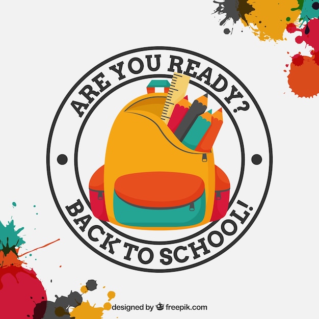 Vector Templates: Paint Stains Background with Back to School Badge – Free Vector Download