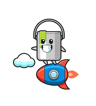 Paint tin mascot character riding a rocket , cute style design for t shirt, sticker, logo element