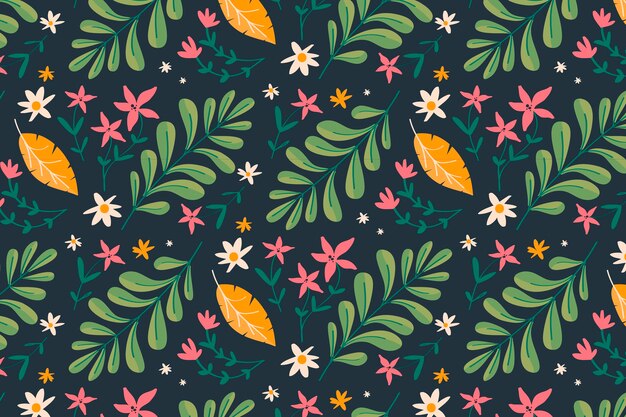 Painted exotic floral pattern background