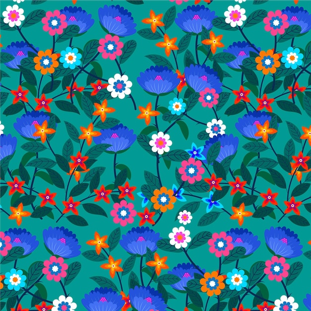 Painted exotic floral pattern wallpaper