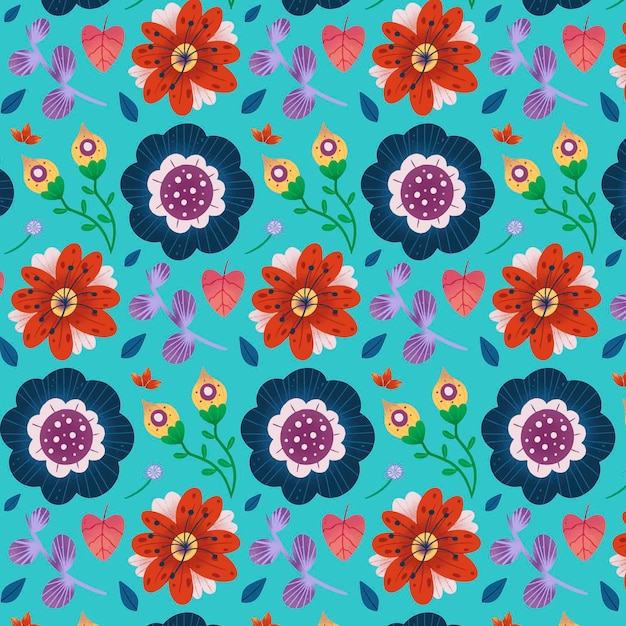 Painted exotic floral pattern