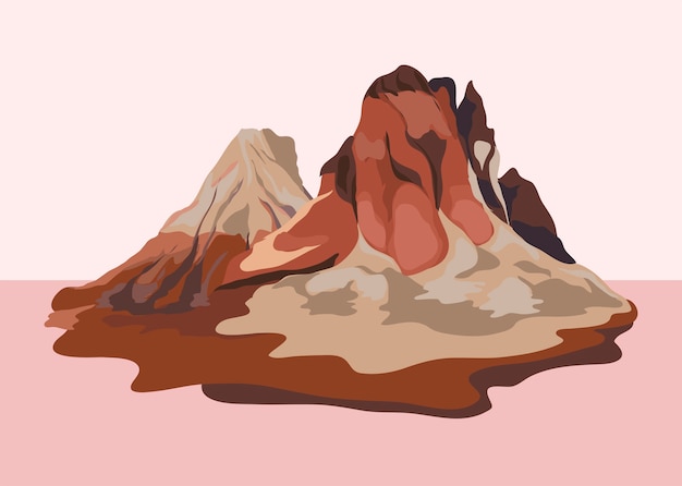 Painted mountain view landscape illustration