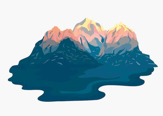 Painted mountain view landscape illustration