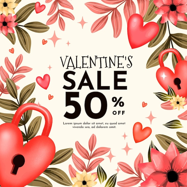 Promo di vendita dipinto per evento di san valentino