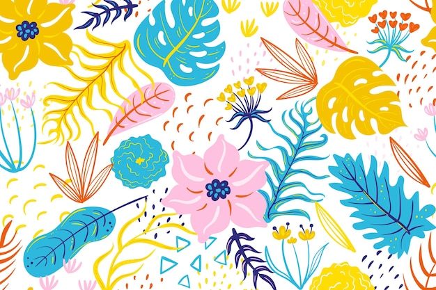 Painted tropical floral pattern