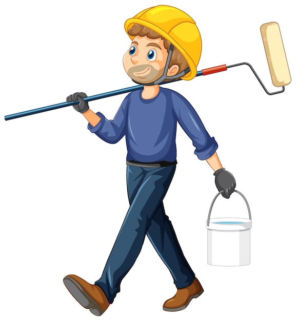 Painter construction worker cartoon character