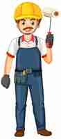 Free vector painter construction worker cartoon character