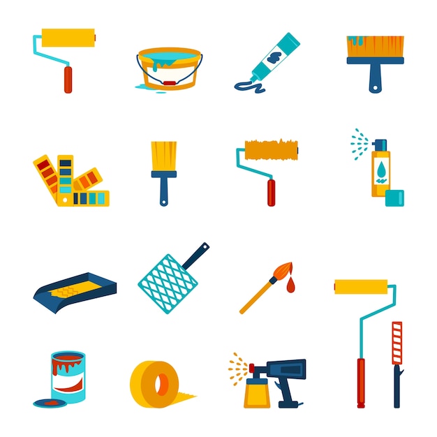 Free vector painting icons flat