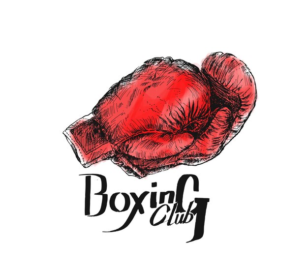 Pair of Boxing gloves Hand Drawn Sketch Vector illustration