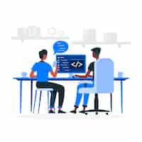 Free vector pair programming concept illustration