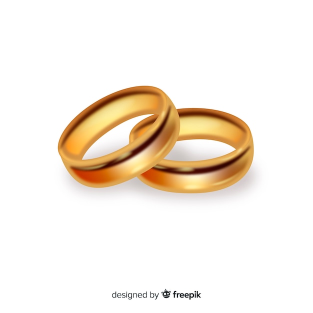 Pair of realistic golden wedding rings