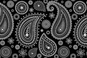 Free vector paisley bandana pattern background, black illustration, abstract design vector